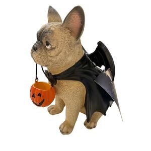 Humane Society French Bulldog Statue Halloween Bat Pumpkin Trick Treat Figurine